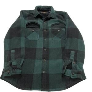 Freedom Foundry Plaid Fleece Shirt Jacket Shacket Gray Black Sherpa Lined XL